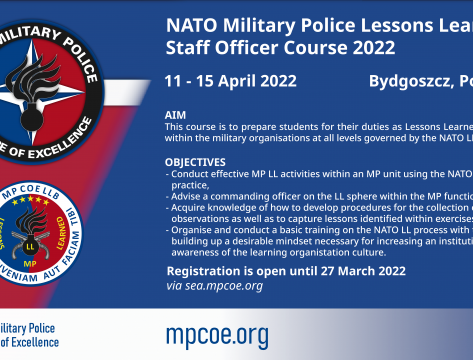 NATO Military Police Lessons Learned Staff Officer Course 2022