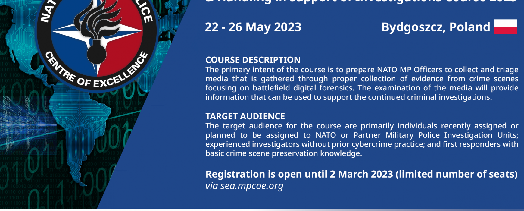 NATO Military Police Digital Evidence Collection and Handling in support of Investigations Course 2023 